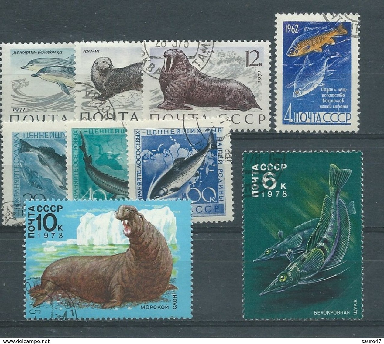 RU003   Russia -   Fauna Marina, VARI   9 V.  - Usato - Collections