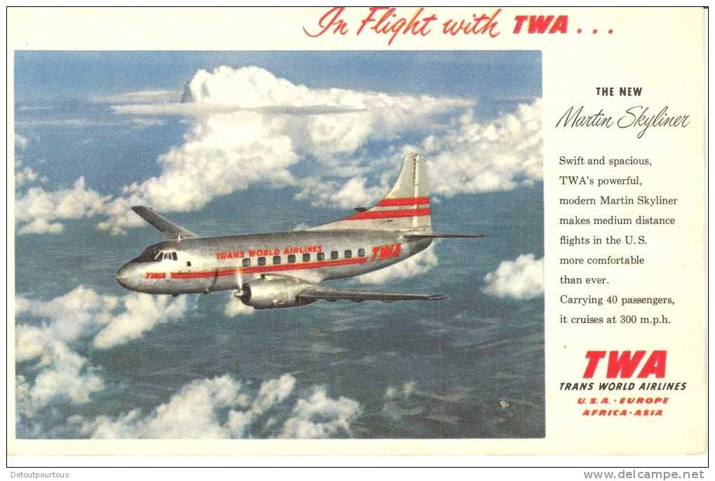 TWA Martin Skyliner Airplane Avion Flugzeug - 1946-....: Modern Era