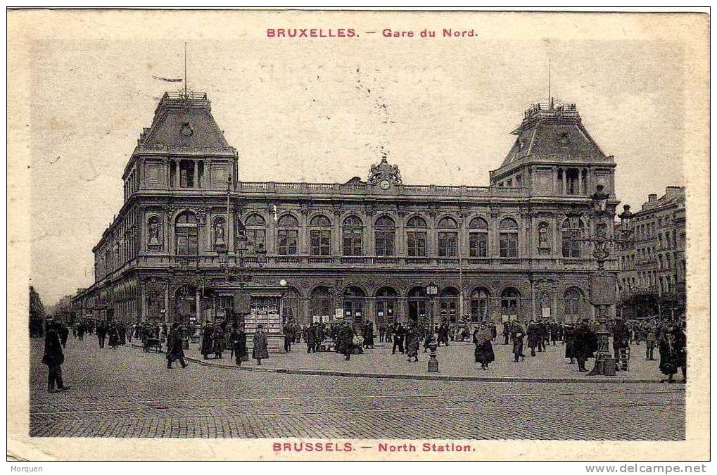 Postal BRUXELLES Gare Du Nord, 1919 - Cartas & Documentos