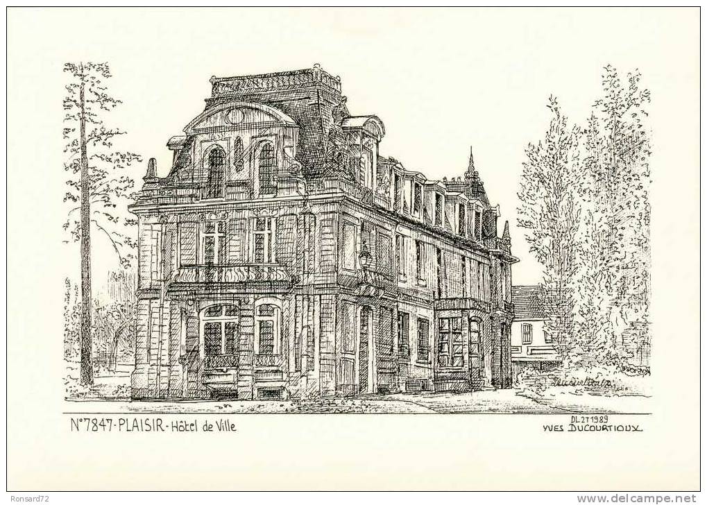 78 PLAISIR - Hôtel De Ville  - Illustration Yves Ducourtioux - Plaisir