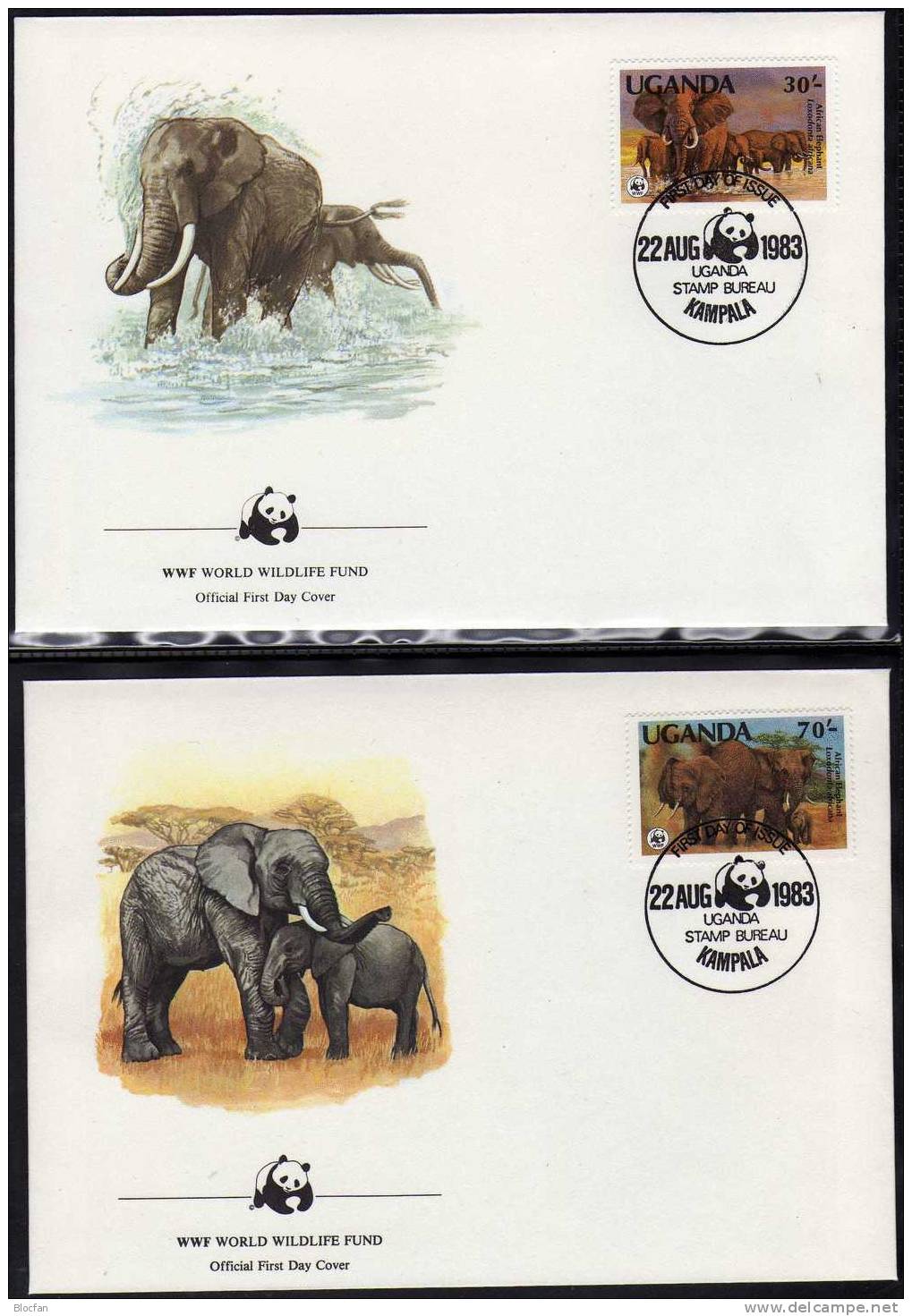 WWF Elefanten in Afrika Uganda 361/4 ** plus FDC 43€