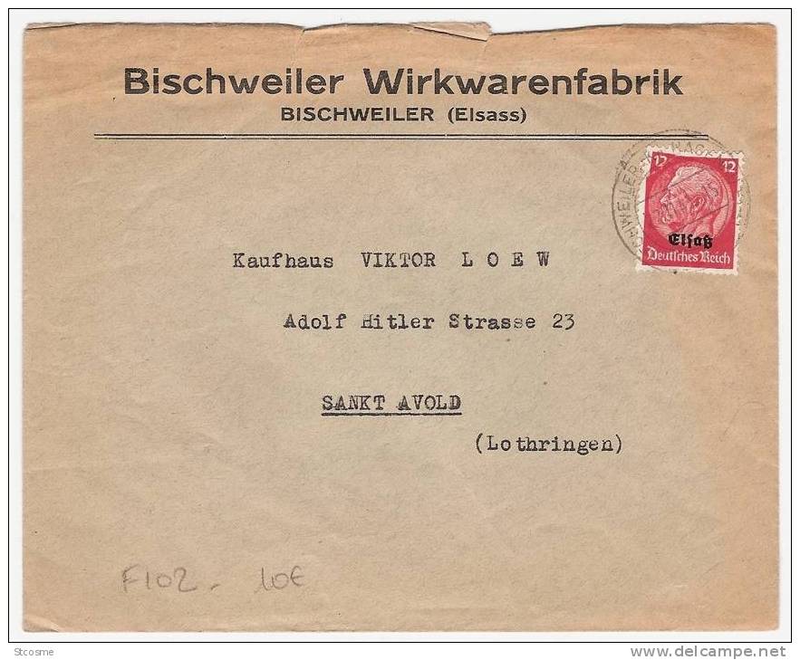 F102 - ALSACE WW2 - Lettre De Bischwiller En 1941 - Otros & Sin Clasificación