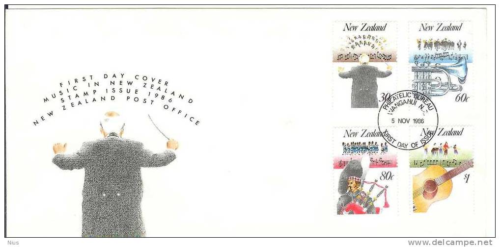 New Zealand FDC 1986 Music Musique - FDC