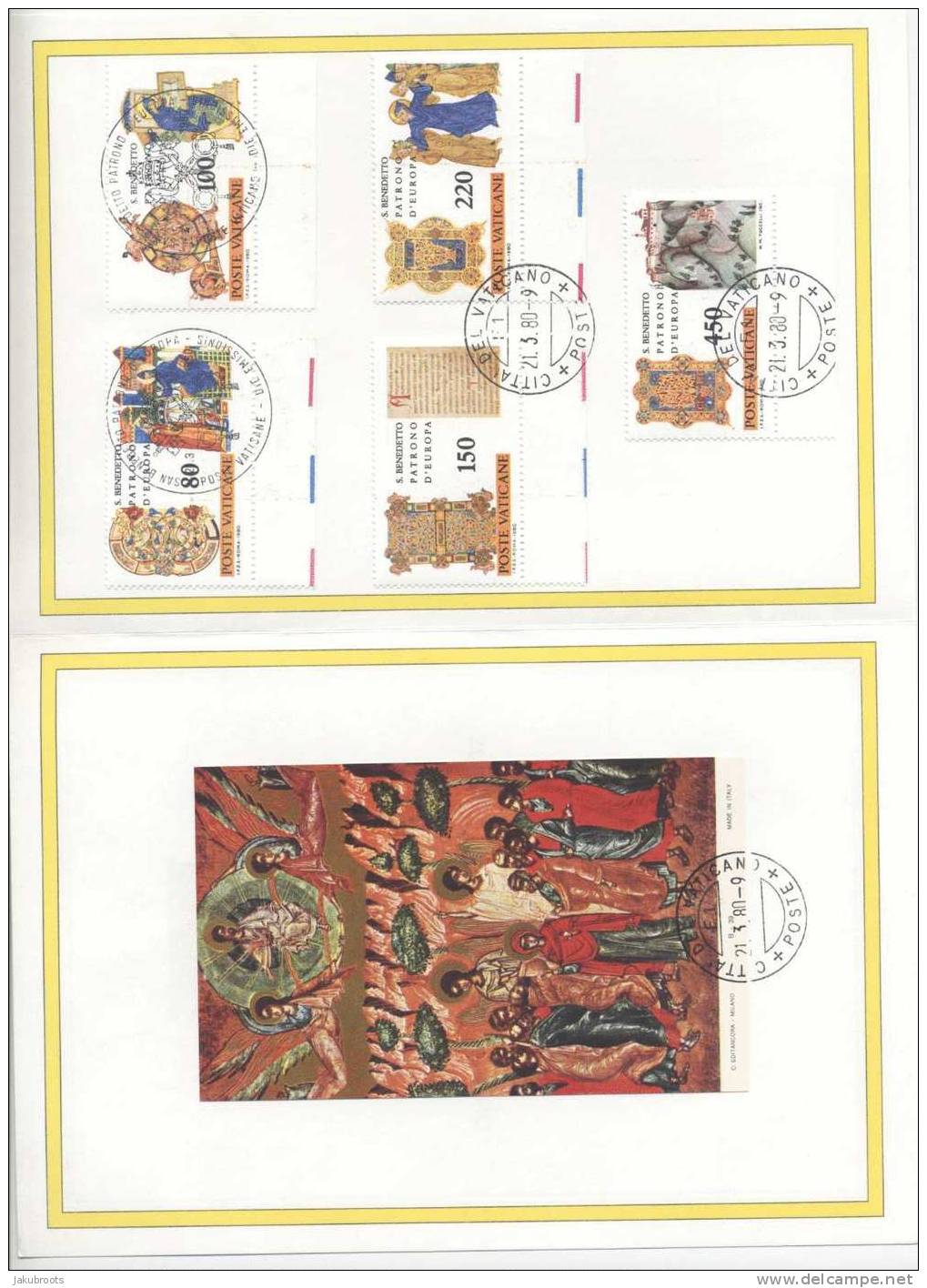 VATICAN , SOUVENIR  FOLDER  WITH  FIRST DAY  ISSUE  STAMPS.21.3.1980 - FDC