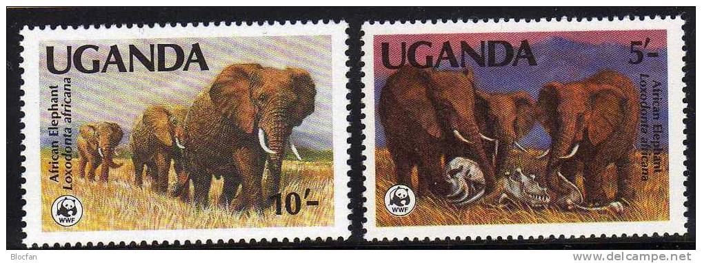 WWF Elefanten In Afrika Uganda 361/4 ** Plus FDC 43€ - Uganda (1962-...)