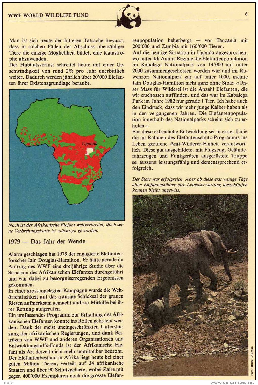 WWF Elefanten in Afrika Uganda 361/4 ** plus FDC 43€