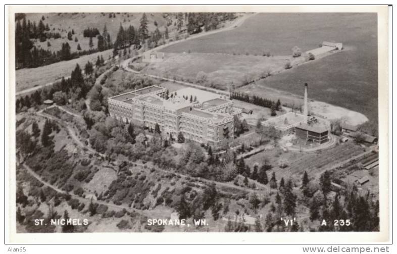 Mount St. Michaels Spokane WA Catholic Jesuit Center On C1940s/50s(?) Vintage Real Photo Postcard - Spokane