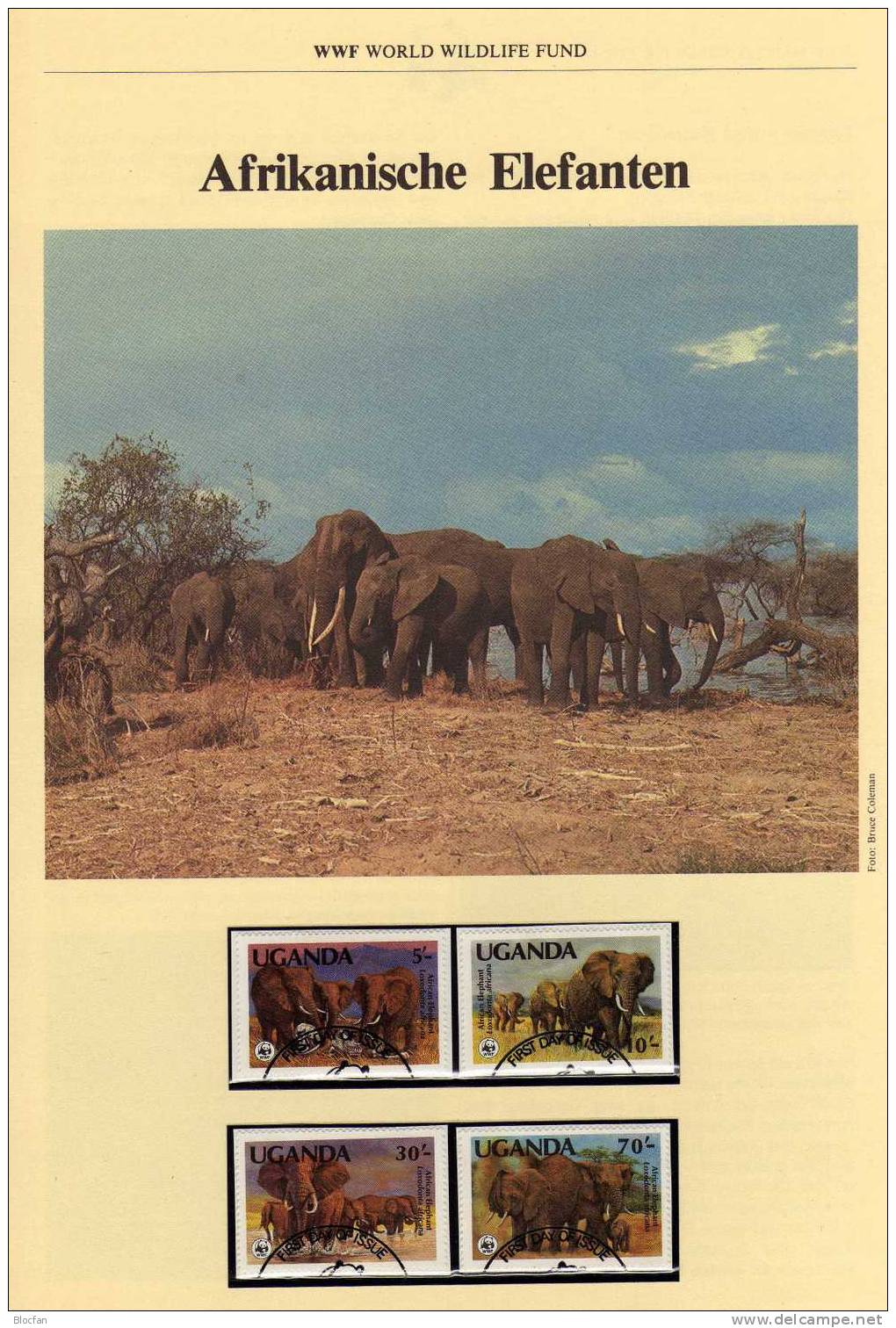 WWF Elefanten In Afrika Uganda 361/4 O Plus 4 MKt. 30€ - Uganda (1962-...)