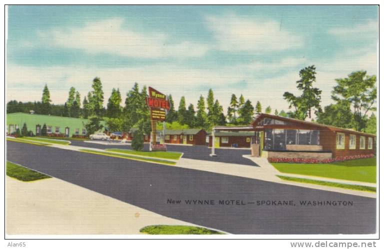 New Wynne Motel, Spokane WA Lodging, C1950s Vintage Linen Postcard - Spokane