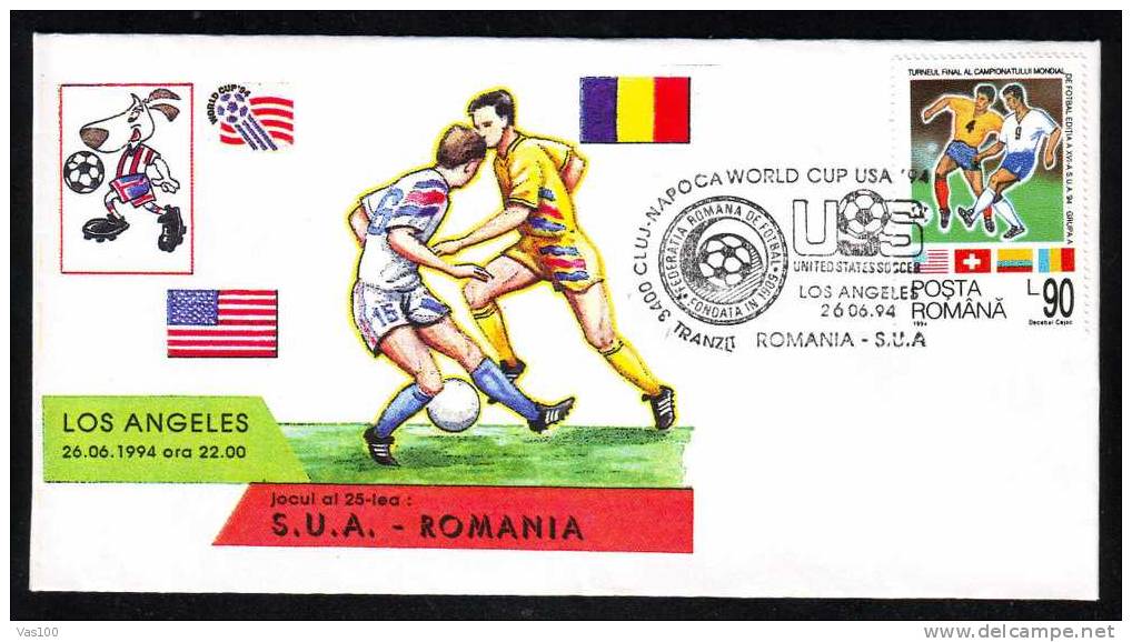 Coupe Du Monde De Football USA ´94, Oblitération Roumanie,match  ROMANIA - SUA ,1994. - 1994 – États-Unis