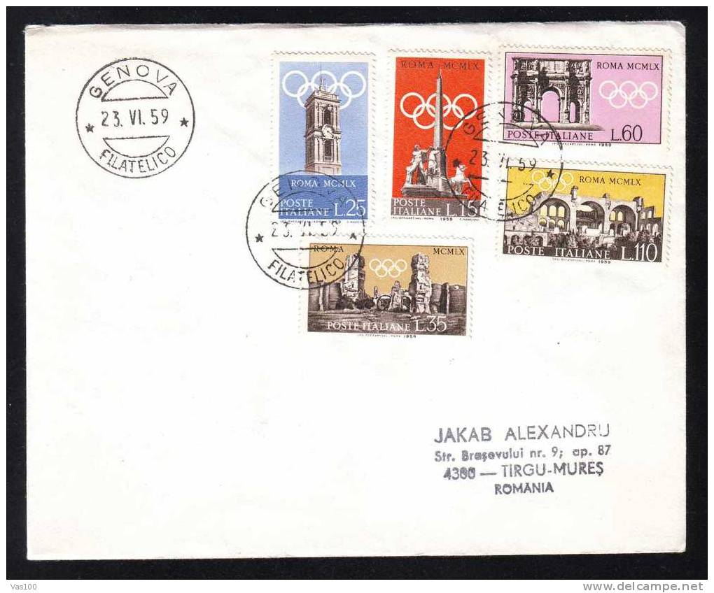 Italia JEUX OLYMPIQUES DE ROME  Stamp On Cover Sent To Romania. - Summer 1960: Rome