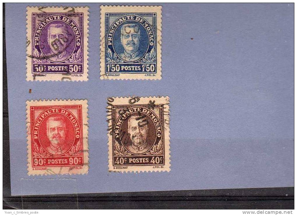 MONACO TIMBRE N° 115 A 118 OBLITERE 10EME ANNIVERSAIRE DE L AVENEMENT DU PRINCE LOUIS II - Used Stamps