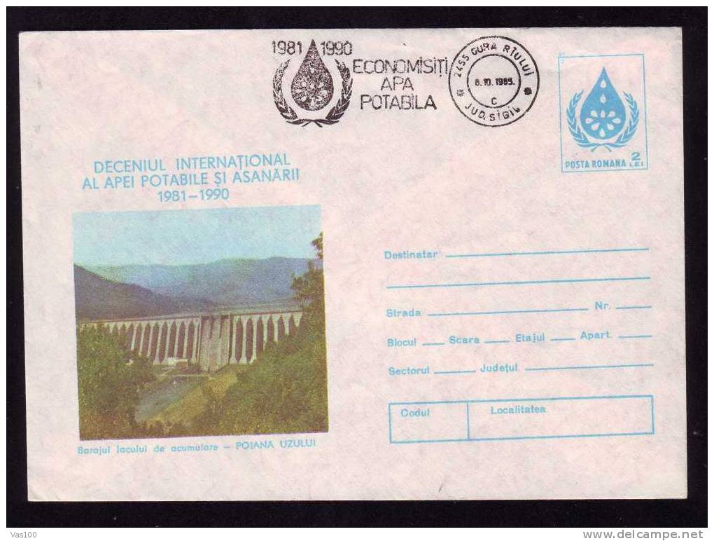 Romania 1984 Cover Stationery; Ponts-bridge-barrage-elec Tricite,Poiana - Uzului. - Electricité