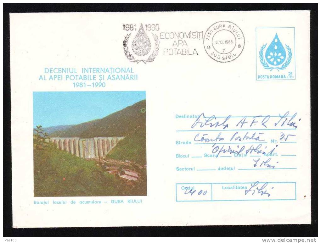 Romania 1984 Cover Stationery; Ponts-bridge-barrage-elec Tricite,Gura - Raului. - Electricité