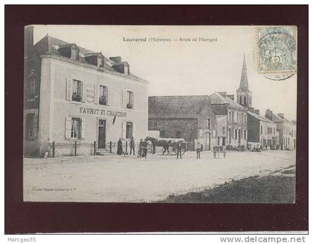 Louverné Route De Martigné édit.hamel Jaillier Hôtel De La Croix D'or Tabac Favrot  Chardron Animée Belle Carte - Louverne