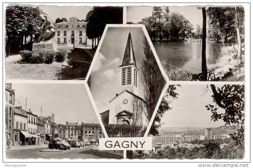 CARTE PHOTO GAGNY - MULTIVUES MAIRIE ETANG EGLISE PLACE PANORAMA - Gagny