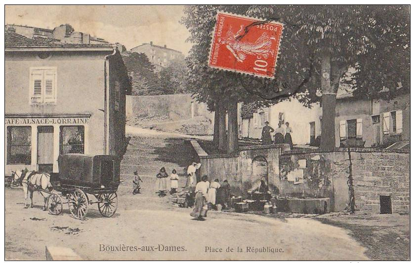 54 BOUXIERES AUX DAMES CAFE ALSACE LORRAINE ANIMATION A LA FONTAINE 1913 - Other & Unclassified