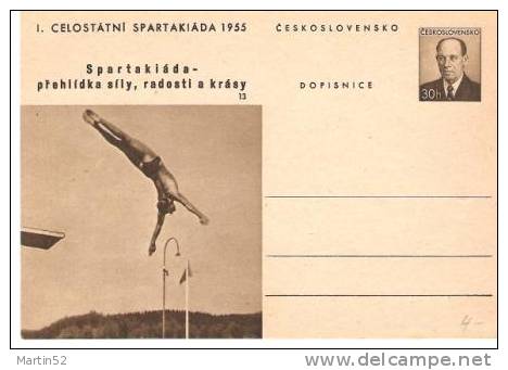 CSSR / Czech 1955:  Picture Postcard "SPARTAKIADA 1955" - High Diving