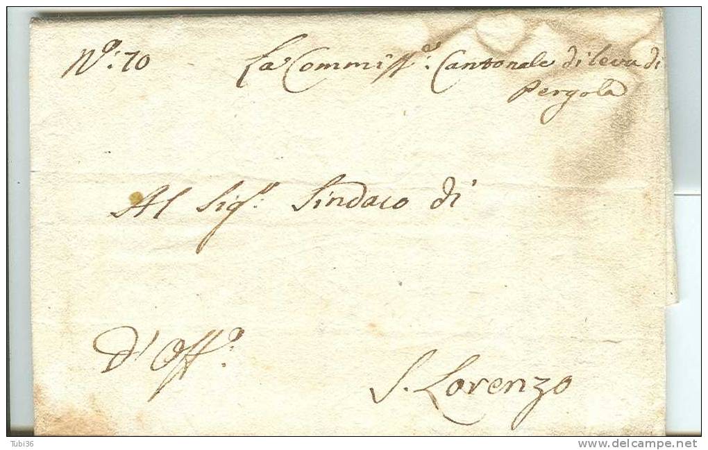 PREFILATELICA  PERGOLA  / S. LORENZO - CON TESTO.   (V2) - 1. ...-1850 Prefilatelia