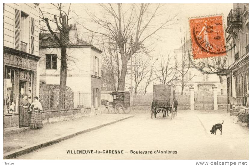 Villeneuve-la-Garenne - Boulevard D´Asnières-1930 ( 2 Attelages ) - Villeneuve La Garenne