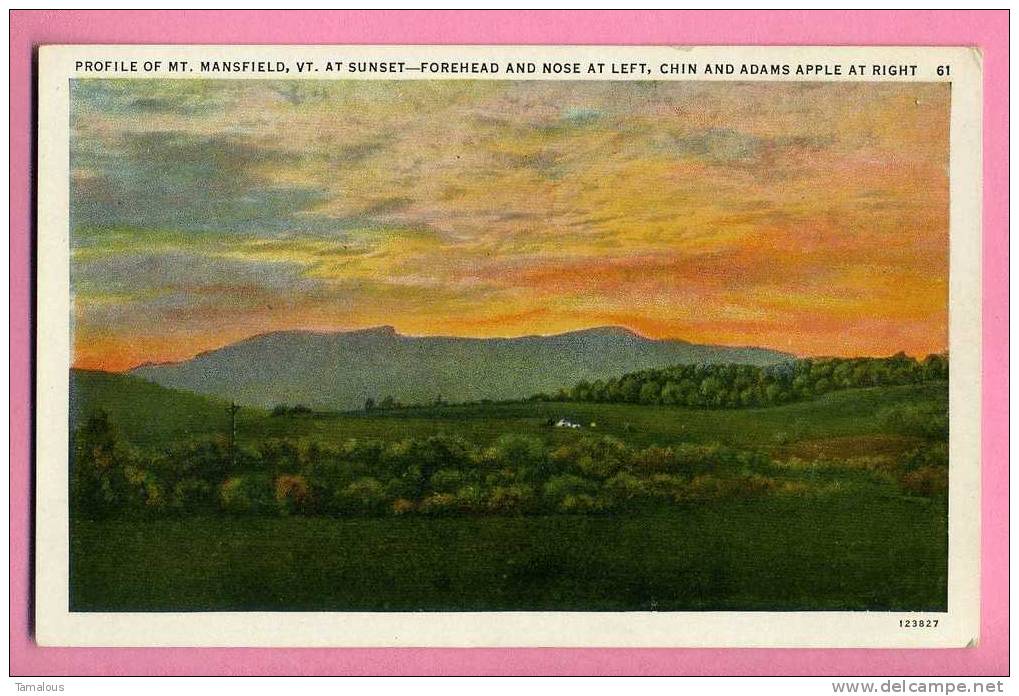 AMERIQUE - ETATS-UNIS - VERMONT - PROFILE OF MT. MANSFIELD VT. AT SUNSET - FOREHEAD AND NOSE AT LEFT - CHIN AND ADAMS - Other & Unclassified