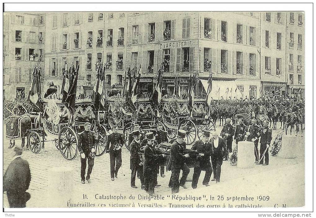Cartes D'autrefois - VERSAILLES - Catastrophe Du Dirigeable "République" Le 26.09.1909 - Funérailles Des Victimes - Disasters