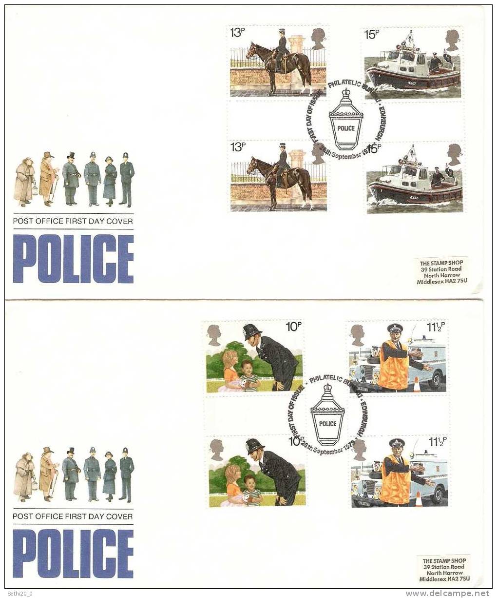 Grande Bretagne Police Gutter Pair FDC - Police - Gendarmerie
