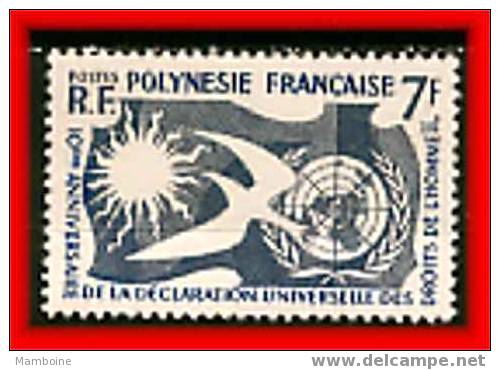 Polynesie 1958  N 12. (avec Trace Char. Legere) Droits De L´ Homme - Nuevos