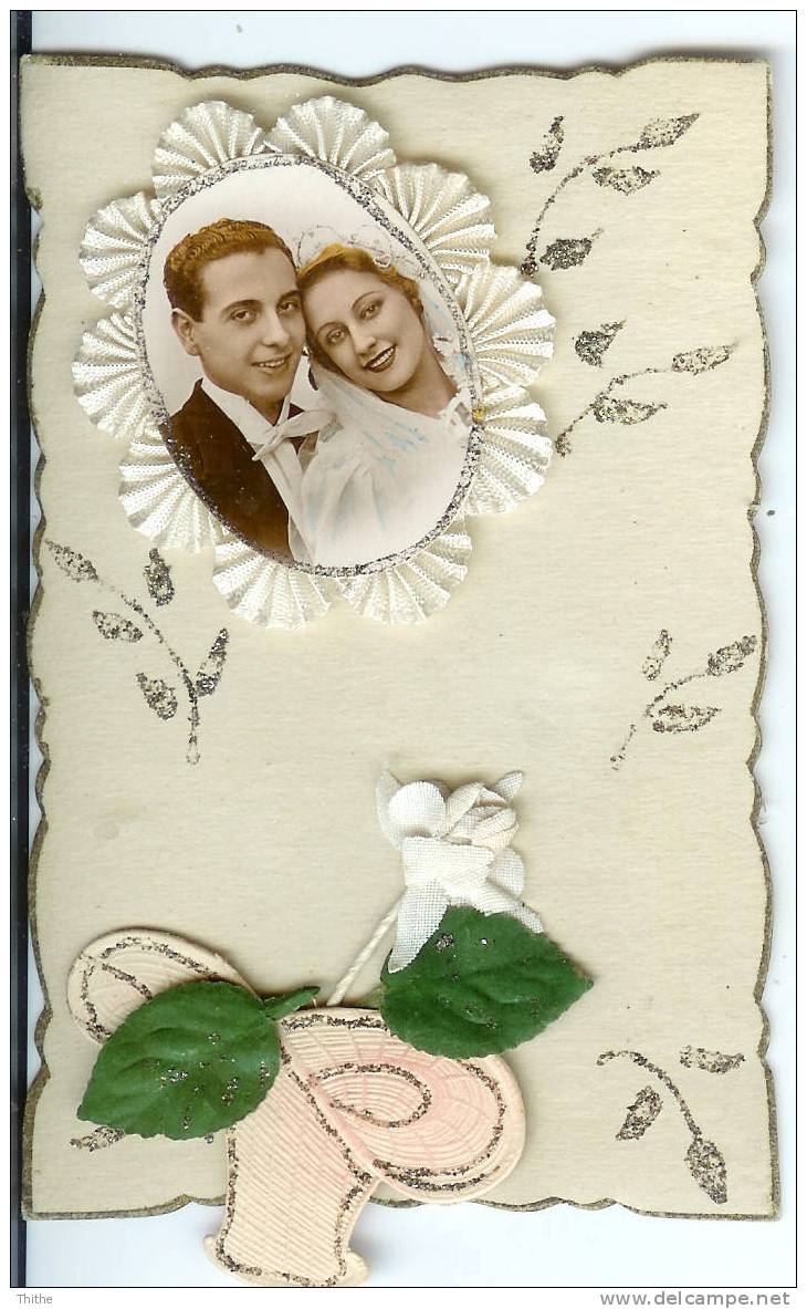 Carte Brodée De Mariage - Sonstige & Ohne Zuordnung