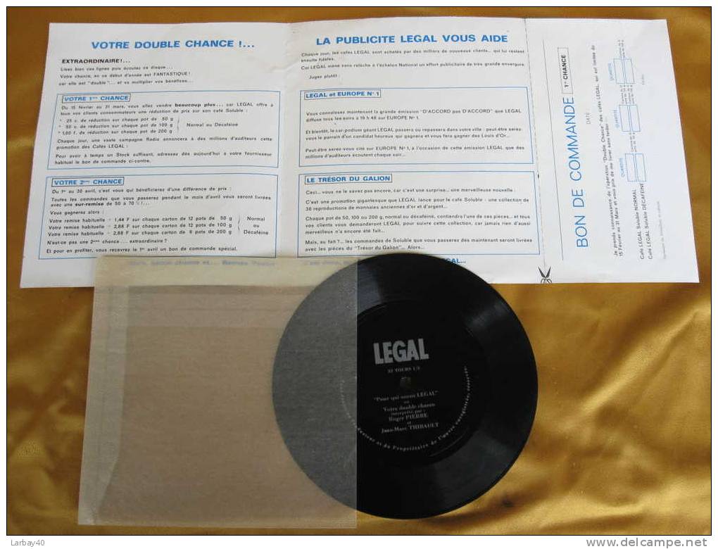 1 Disque Souple Cafe Legal - Roger Pierre Et Jean Marc Thibault - Formats Spéciaux