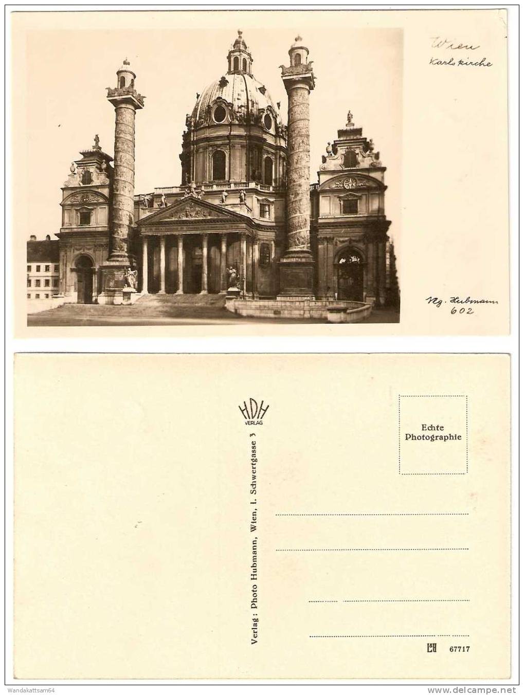 AK Wien, Karlskirche Pg. Hubmann 602 HDH VERLAG Echte Photographie - Églises