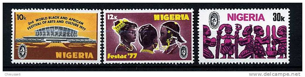 Nigeria ** N° 333 à 335 - 2è Festival Africain D´Arts Et Culture - Nigeria (1961-...)
