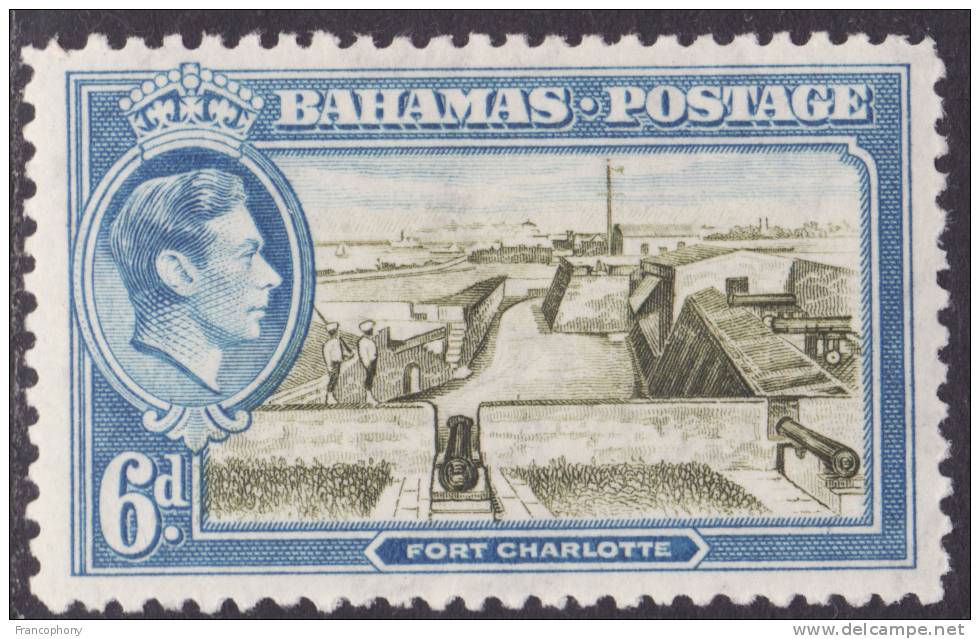 BAHAMAS / KING GEORGE VI / 6d  / FORT CHARLOTTE / MH* - 1859-1963 Crown Colony