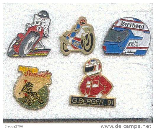 Lot De 5 Pin´s Berger, Malboro, Aurore,elf, Etc - Motorräder