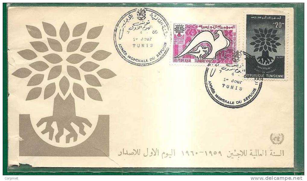 WORLD REFUGEE YEAR - ANNÉE MONDIALE Du RÉFUGIÉ  - TUNISIE 1960 FDC - Yvert # 502/503 - Refugiados