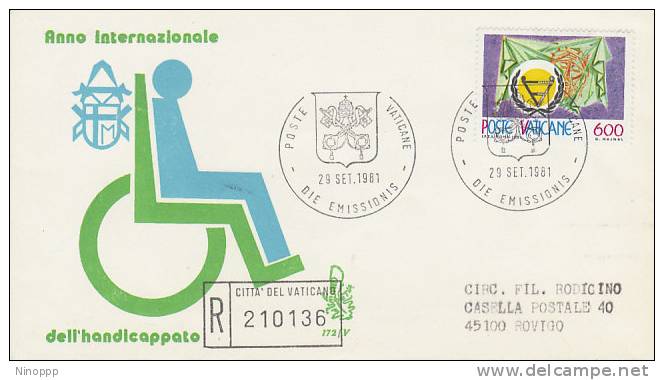 Vatican-1981 International Disabled Year Registered FDC - FDC