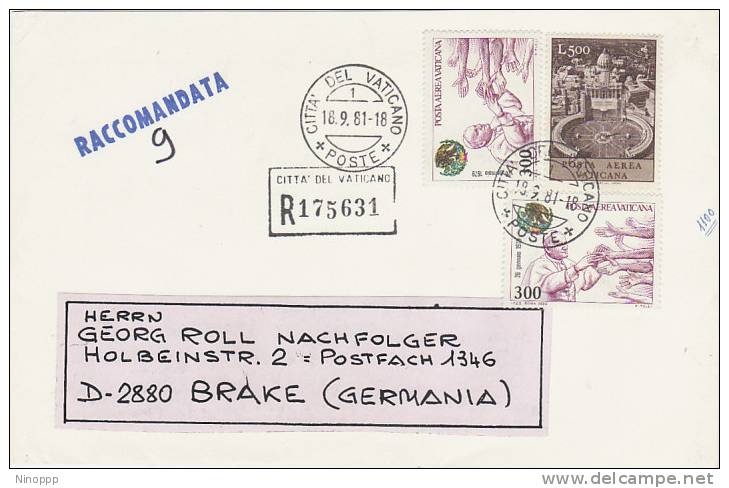 Vatican-1981 Registered Cover Sent To Germany - Oblitérés