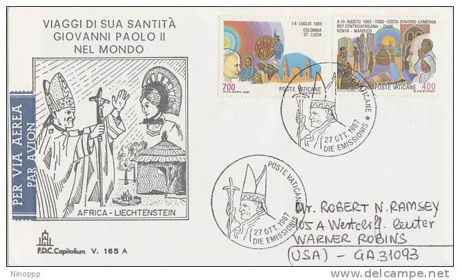 Vatican-1987 Pope Visit Cover Sent To USA - Used Stamps