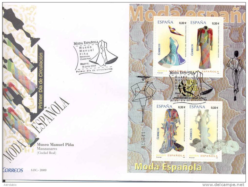 Mode Espagnole FDC 2009 Espagne Bloc - Textile