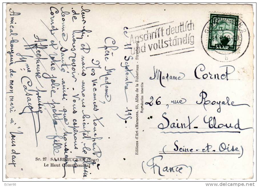 Saarbrucken  ( SARRE)   Le Haut Commissiariat République Française  CPA  Année 1905 - Saarbruecken