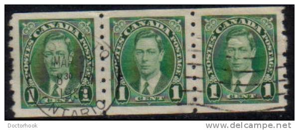 CANADA   Scott #  238  VF USED---Coil Strip Of 3 - Used Stamps