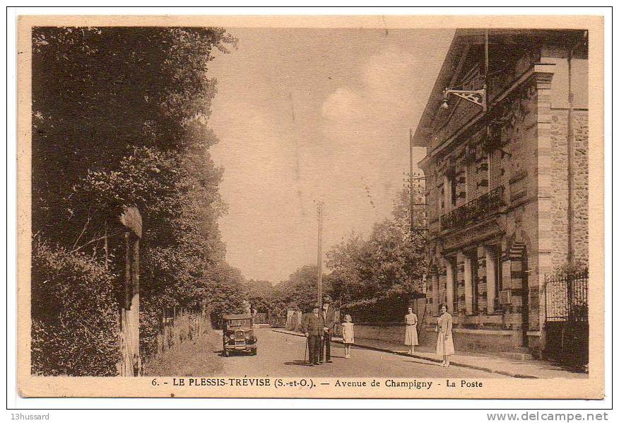 Carte Postale Ancienne Le Plessis Trévise - Avenue De Champigny. La Poste - Le Plessis Trevise