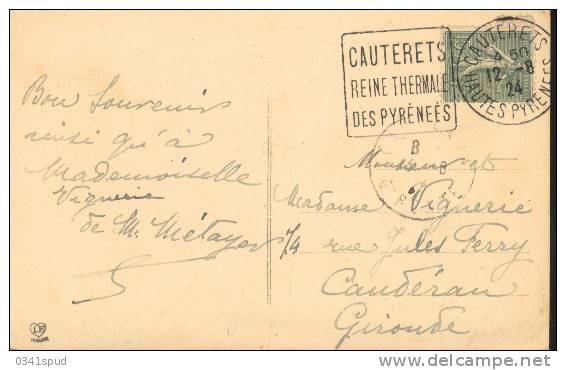 1924  France  65  Daguin  Cauterets  Thermes  Terme Thermal   Sur Carte - Termalismo