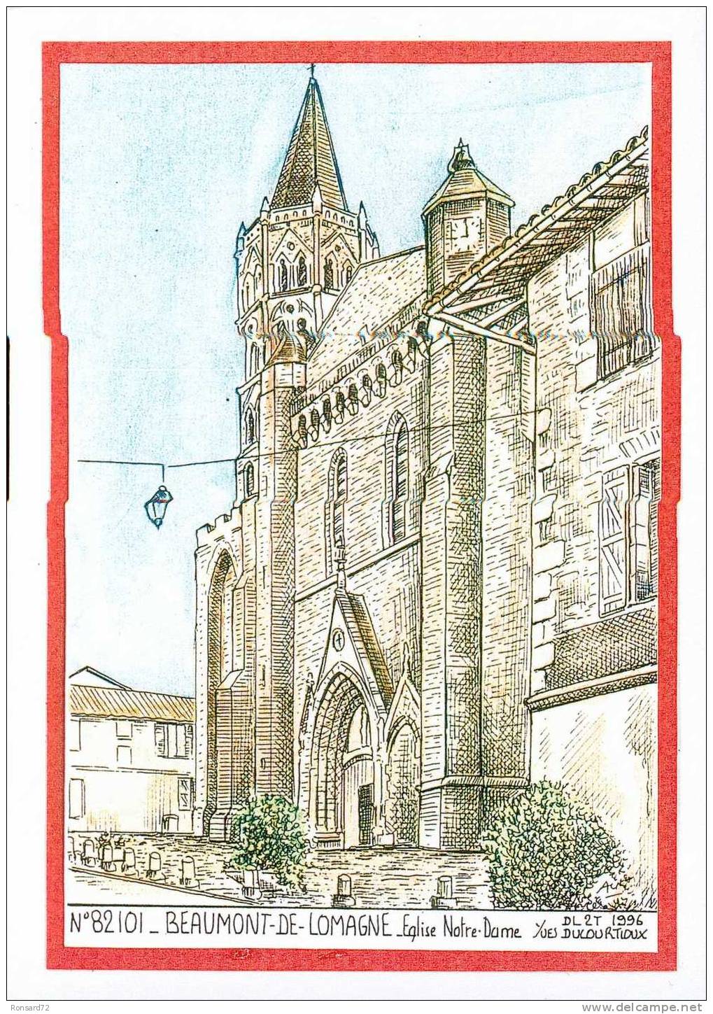 82 BEAUMONT De LOMAGNE - Eglise Notre-Dame   - Illustration Yves Ducourtioux - Beaumont De Lomagne