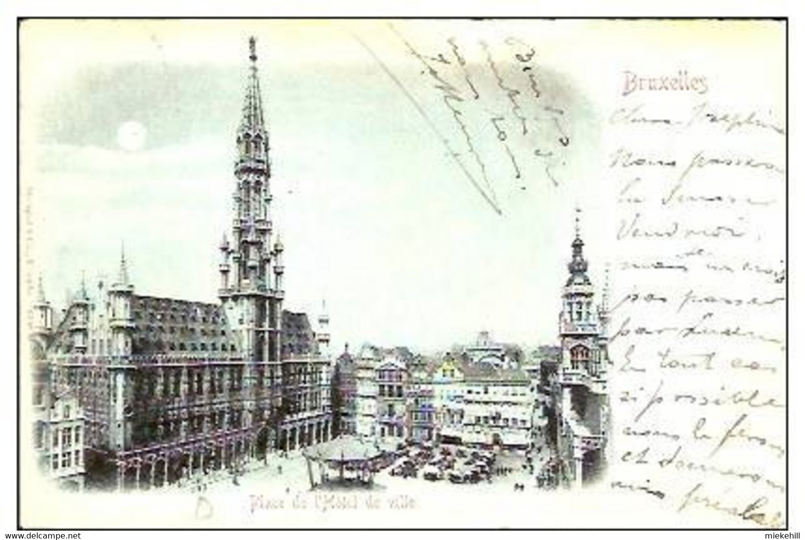 BRUXELLES-HOTEL DE VILLE -PRECURSEUR-CARTE A LA LUNE-kiosque à Musique - Brussels By Night