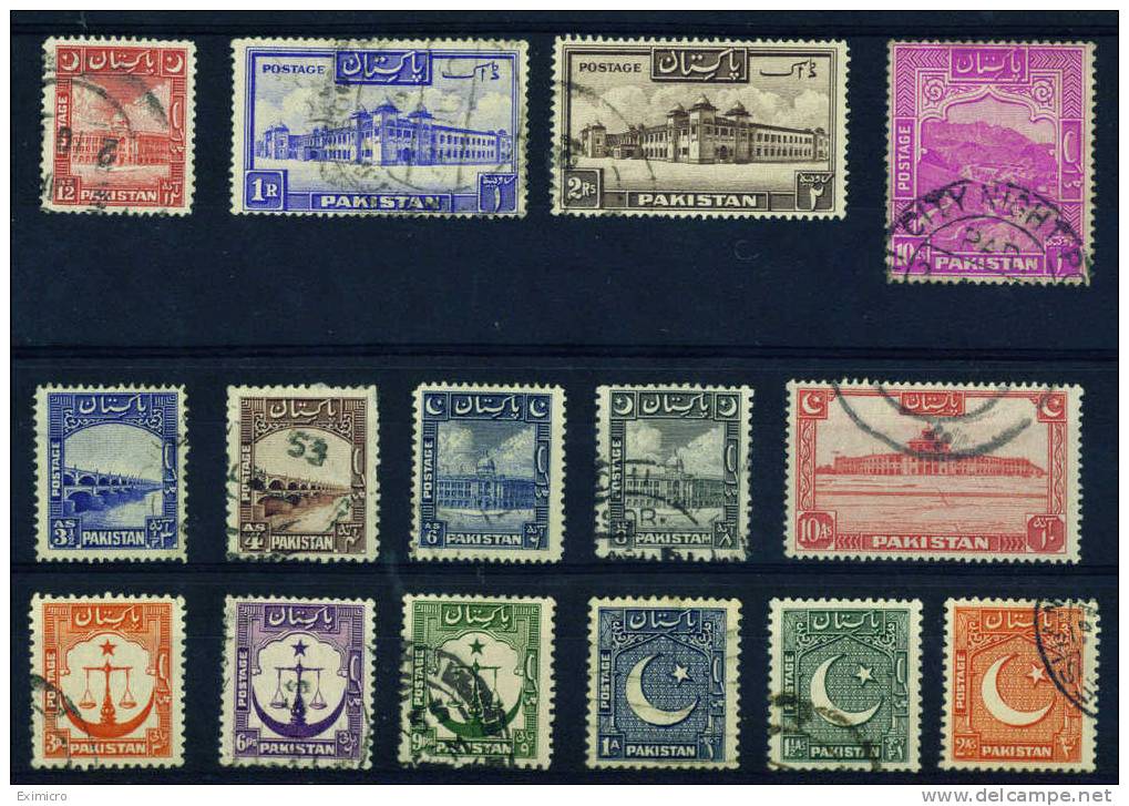 PAKISTAN 1948-56 VALUES TO 10R SG 24/41b FINE USED MINIMUM Cat £21.80 - Pakistan