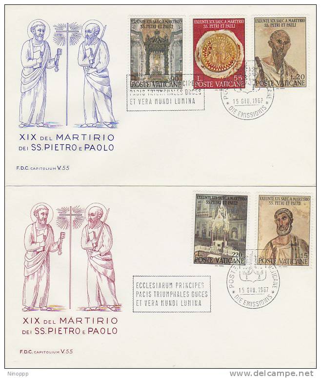 Vatican-1967 Martyrdom Of Apostles Peter And Paul FDCs - FDC