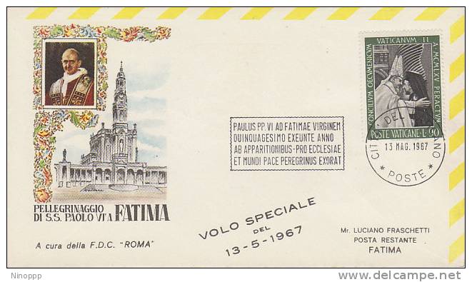 Vatican-1967 Special Flight To Fatima Souvenir Cover - FDC