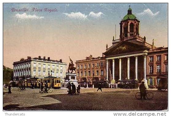 BRUSSEL BRUXELLES LA PLACE ROYALE  ANIMATION TRAM ATTELAGE CHEVAL COULEUR - Public Transport (surface)