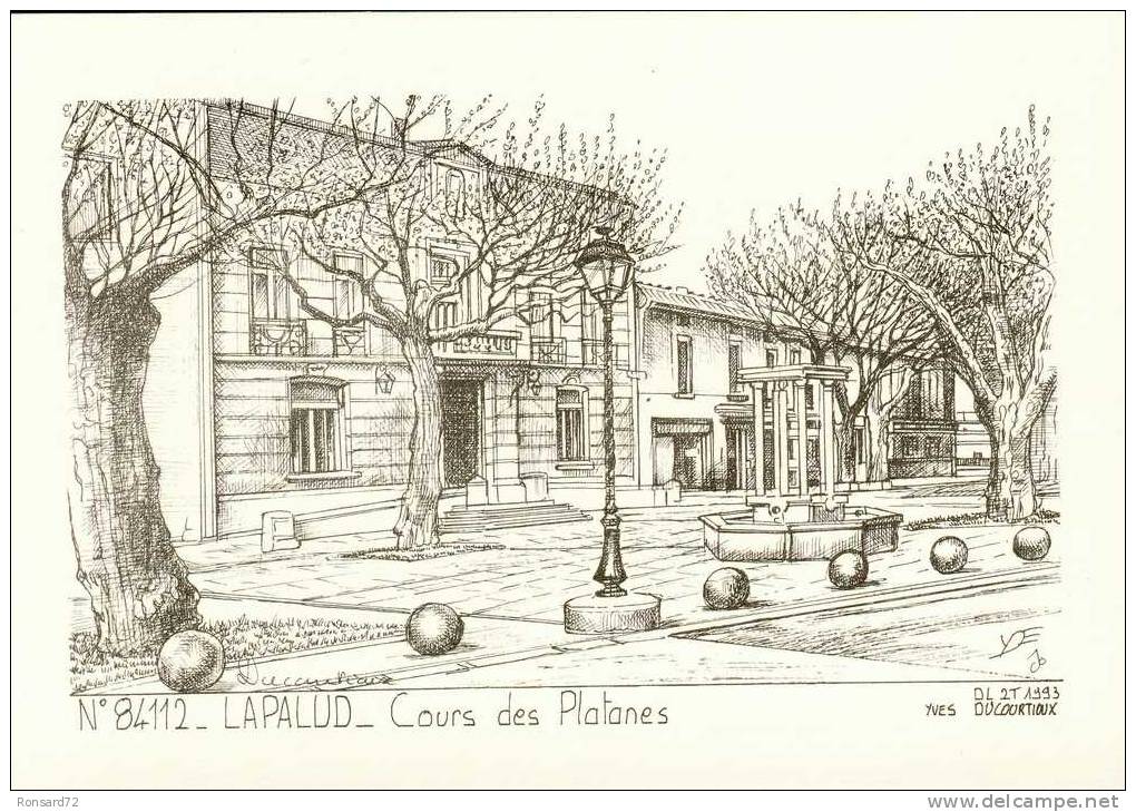 84 LAPALUD - Cours Des Platanes  - Illustration Yves Ducourtioux - Lapalud